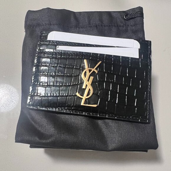 YSL Saint Laurent Cassandre Card Case - Croc Embossed Leather - BEAUTIFUL! - Picture 8 of 8